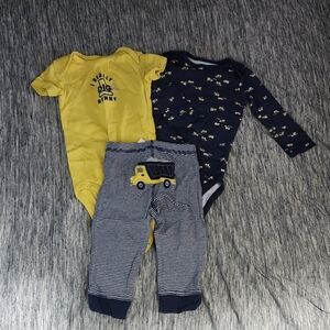 Carter's Yellow and Navy Bodysuit Set with Striped Pants
